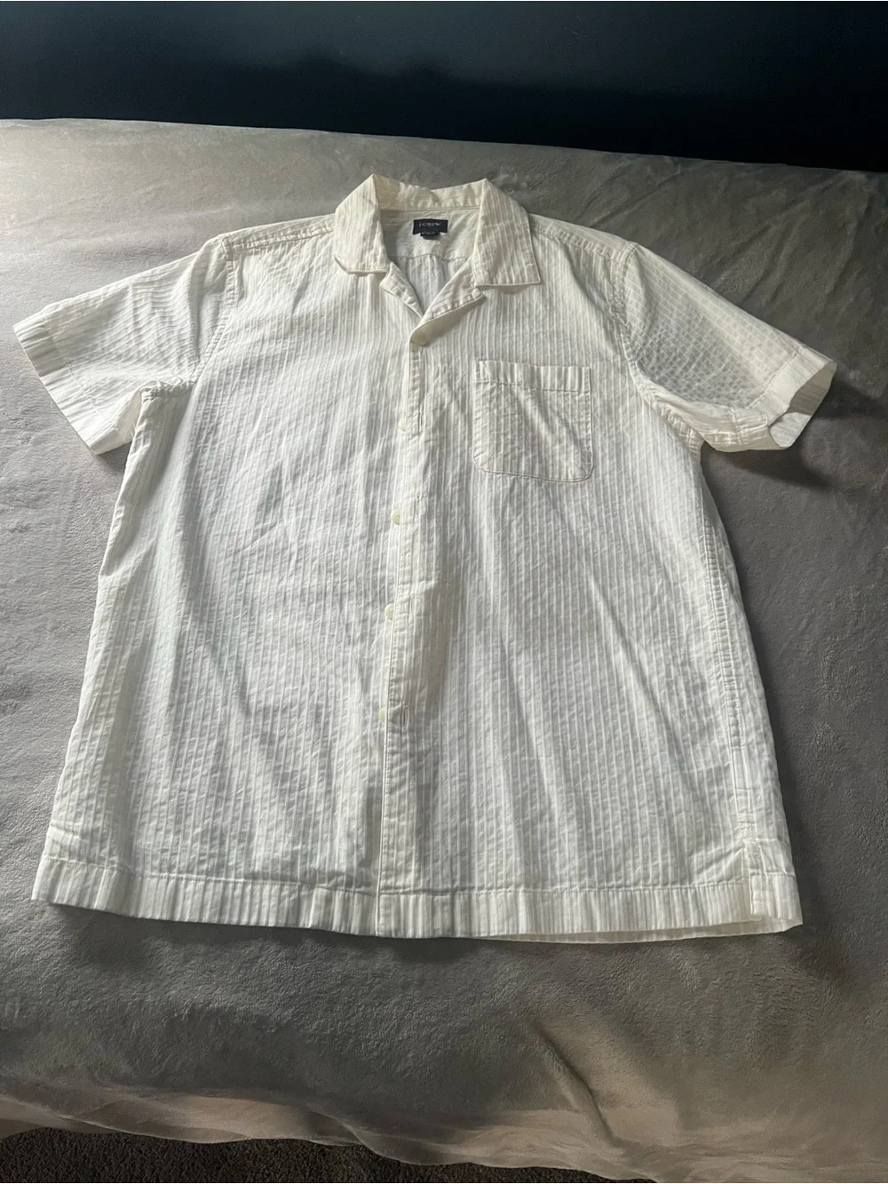 J. Crew Cream Short-Sleeve Button-Up Shirt